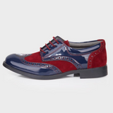 Lace Up Italian Wing Tip Shoes Blue Maroon