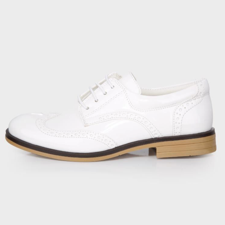 Lace Up Italian Wing Tip Shoes White