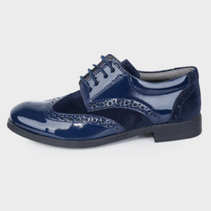 Lace Up Italian Wing Tip Shoes Navy