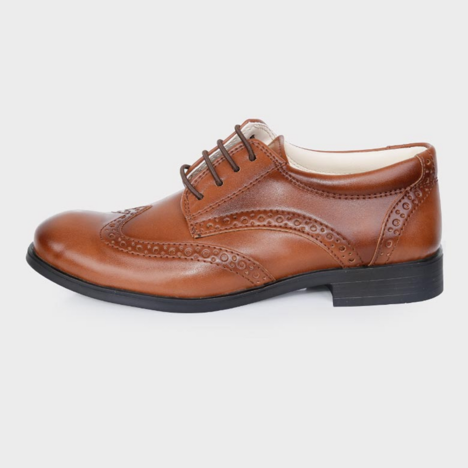 Lace Up Italian Wing Tip Shoes Brown