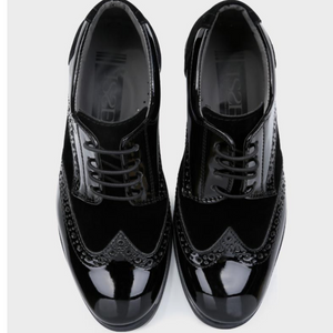 Lace Up Italian Wing Tip Shoes Black