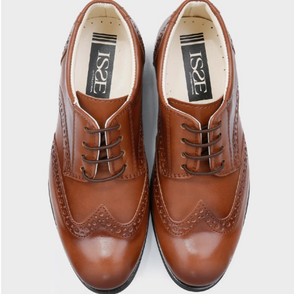 Lace Up Italian Wing Tip Shoes Brown